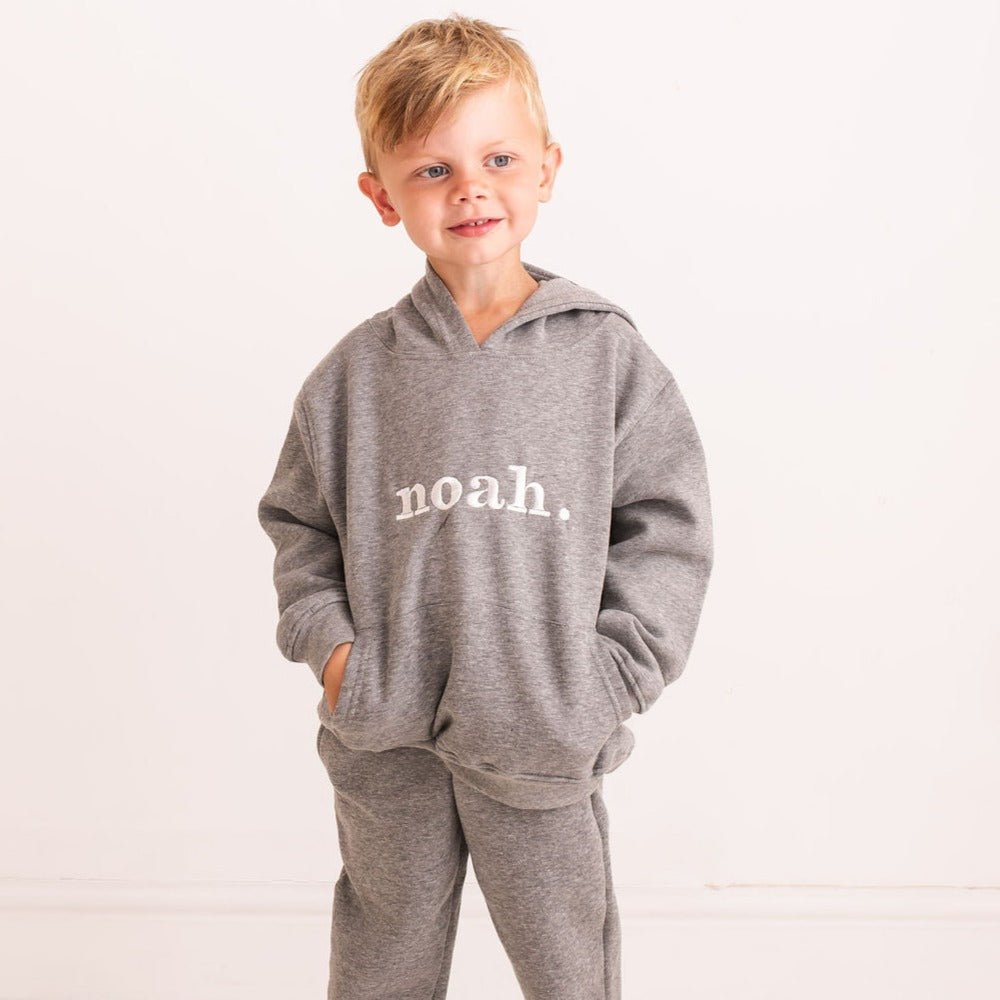 Unisex Grey Embroidered Hooded Tracksuit - Amber and Noah