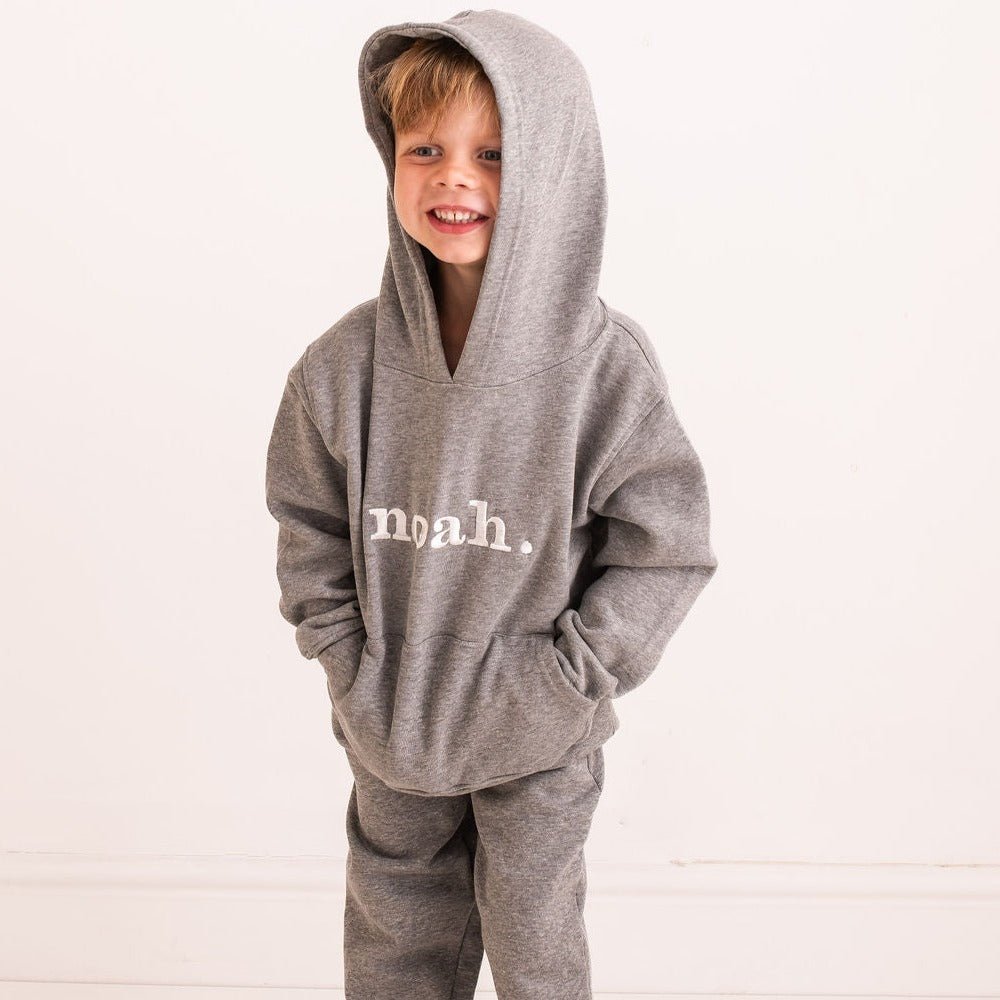 Unisex Grey Embroidered Hooded Tracksuit - Amber and Noah