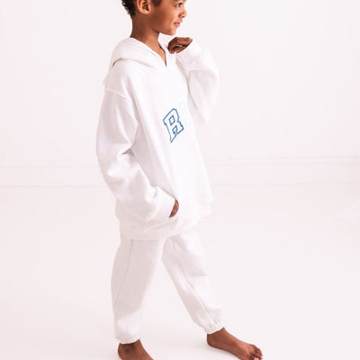 Unisex White Embroidered Hooded Tracksuit - Amber and Noah