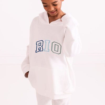 Unisex White Embroidered Hooded Tracksuit - Amber and Noah