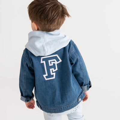 Varsity Initial Denim Jacket - Amber and Noah