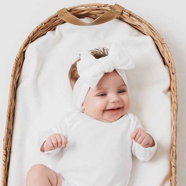 White Baby Bowknot Headband - Amber and Noah