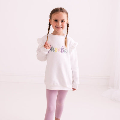 White Embroidered Frill Sweater - Amber and Noah