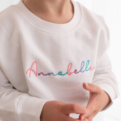 White Rainbow Name Sweater - Amber and Noah